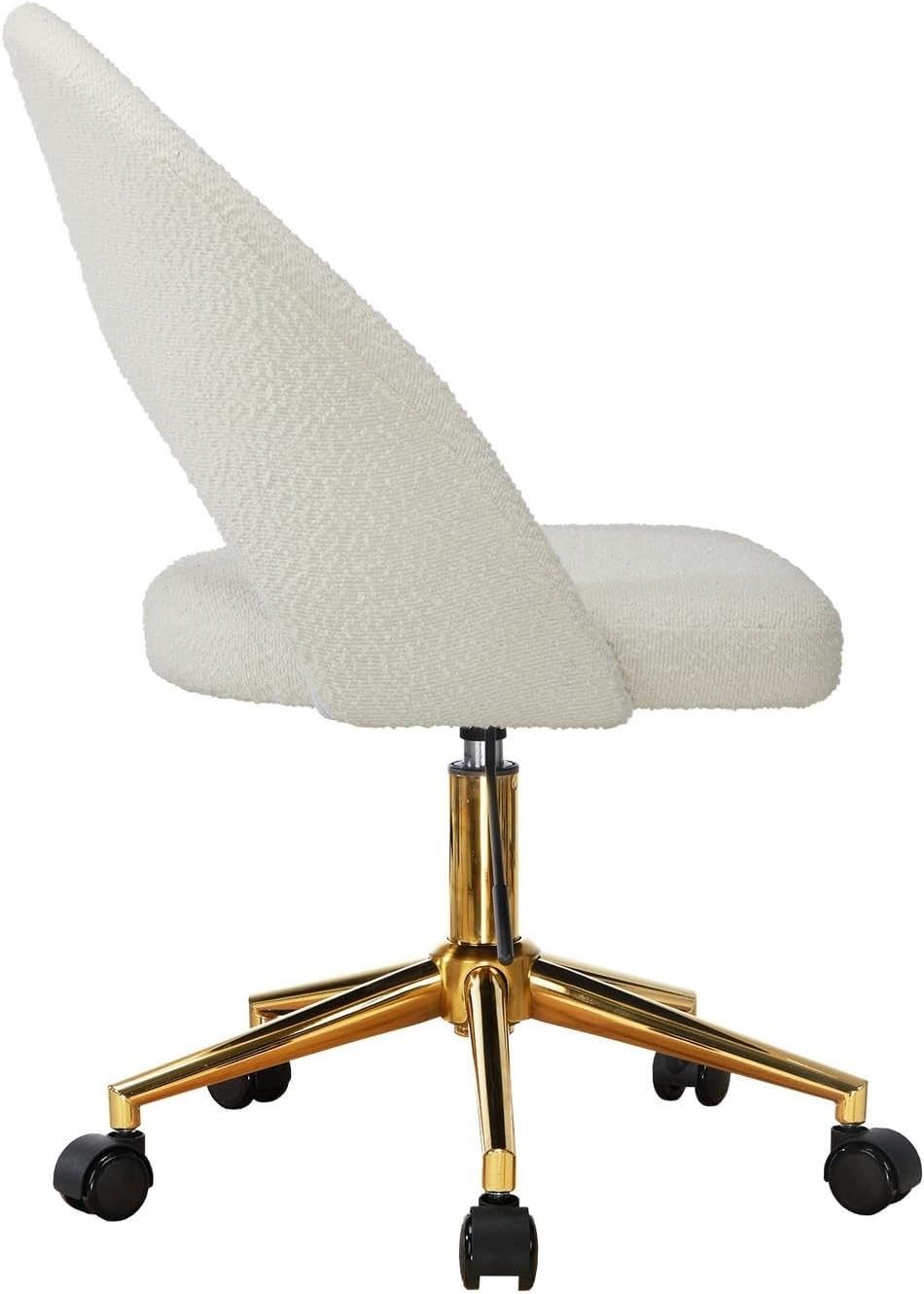 Oikiture Office Desk Chair with Boucle Cover Armless Home Office Chair for Home Office Bedroom White and Gold image number 4