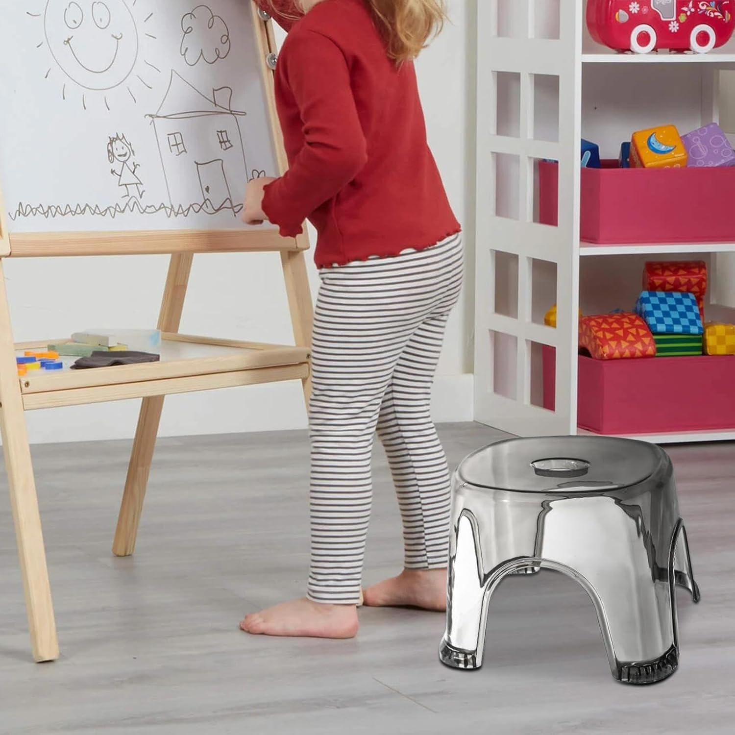 Clear Shower Foot Stool - Non-Slip Waterproof Transparent Stool - Clear Seat, Shower Corner, Corner Bench for Bathroom Bedside Small Spaces image number 6