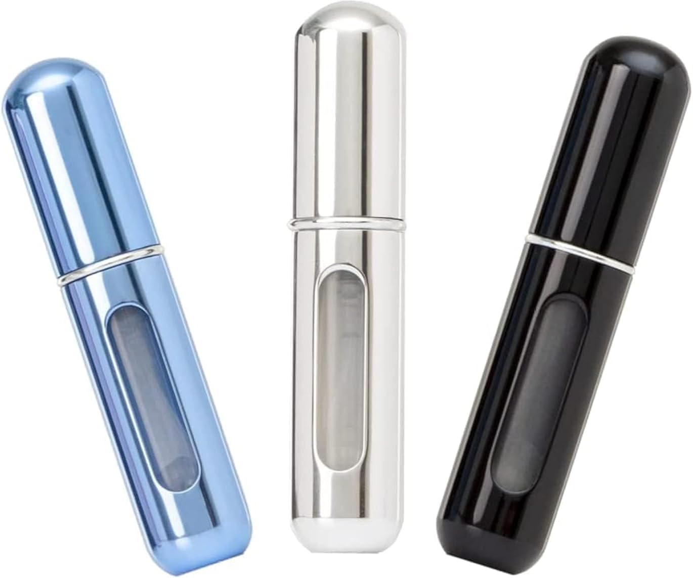 HINNASWA Portable Mini Refillable Perfume Empty Spray Bottle Atomizer Bottom Refill Pump Case for Traveling and Outgoing 3 Pcs Pack of 5Ml (Purple, Pink, Silver)