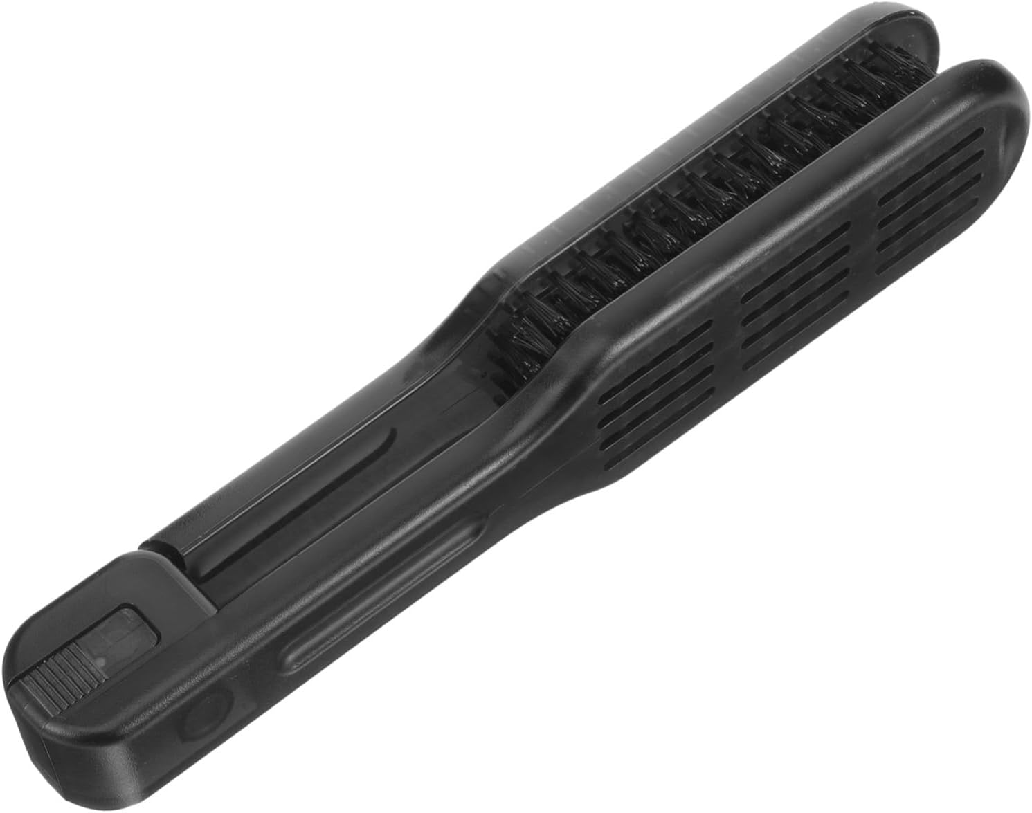 Double Sided Clamp Hair Straightener Brush with V-Shaped Bristles, High Temperature Resistant Anti-Static Straightening Comb for Salon and Home Hair Styling, Black image number 5
