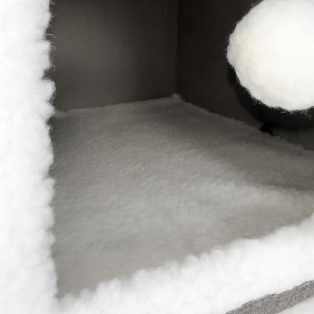 AUSSIE FURBABY Cat Bed &ndash; Indoor Cave House & Condo Hideout for Cats and Kittens. Soft Washable Pet Bed with Scratcher and Toy Ball &ndash; Foldable Design