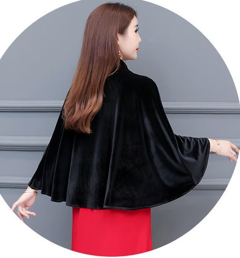 Velvet Scarfs Women Shawls and Wraps for Evening Dresses Wedding Shawl Wrap Bridal Scarve Poncho Cape Shawl Wraps 2025 - Black image number 4