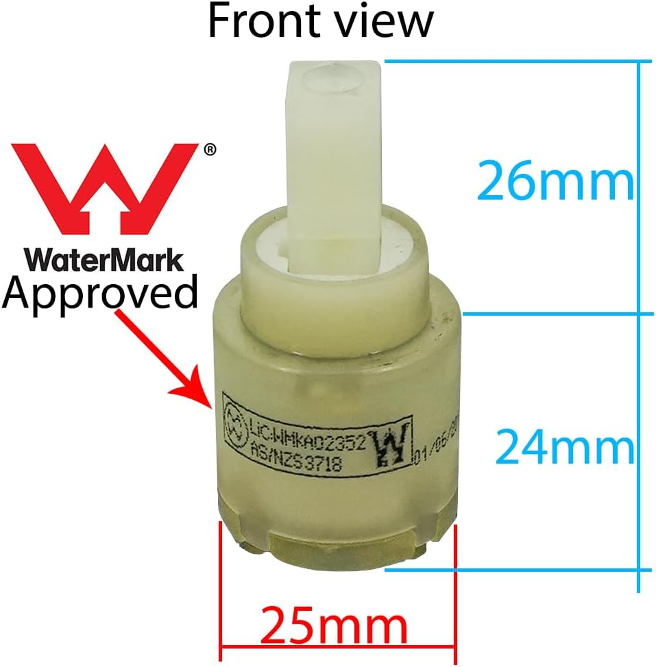 Mingshi 25Mm Ceramic Disc Cartridge, Flat Bottom, Mixer Tap Cartridge Spares for Kitchen Sink/Bath Shower/Basin Tap/Faucet Valve, Watermark Approval image number 2