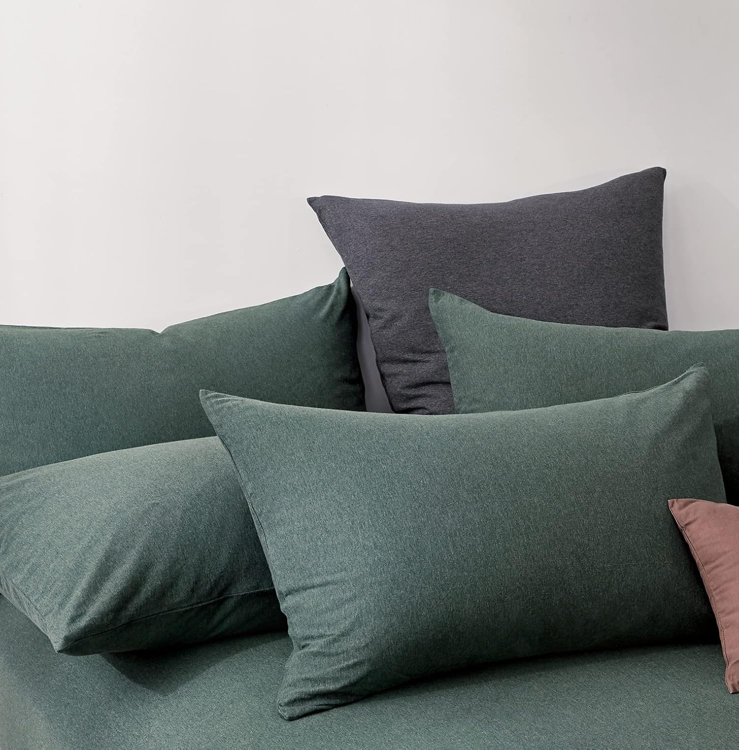 Gioia Casa 100% Jersey Cotton Quilt Cover Set - Ultra Soft, Comfy, Luxurious Duvet Cover - Hypoallergenic, Breathable Quilt Cover Set for Bedding - Forest Green - King Size image number 1