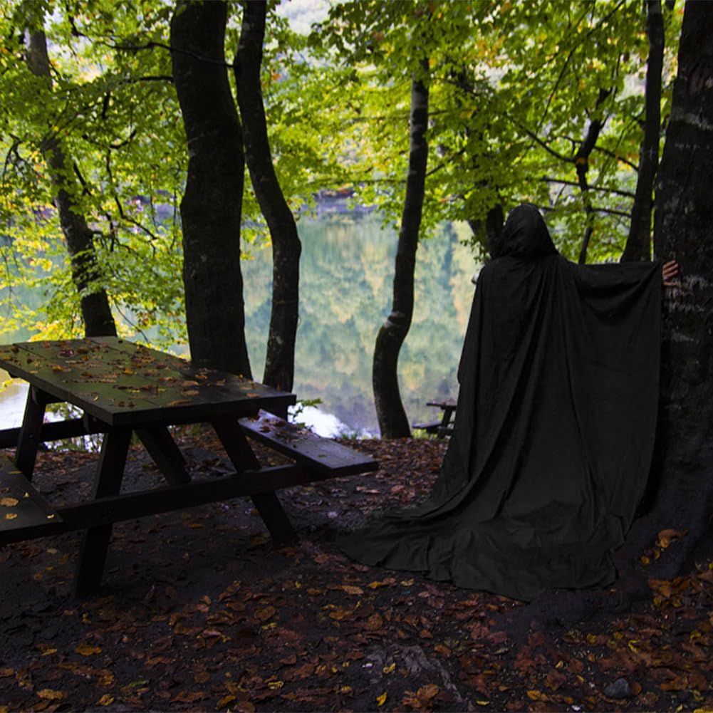 Halloween Cloak Full Length Hooded Velvet Witch Full Length Hooded Cloak for Halloween,Cosplay Costume Party, Cape Disguises