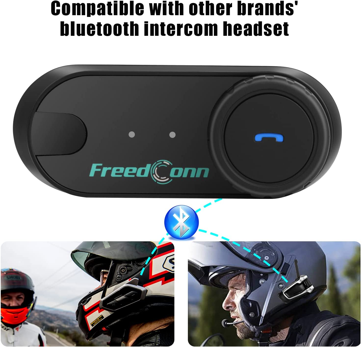 Freedconn T-COM VB Motorcycle Bluetooth Headset: Motorbike Communicaton System BT5.0 Helmet Intercom for 2 Riders 800M Intercom/Music Share/Universal Pairing/Boom&Soft 2In1 Mic image number 5