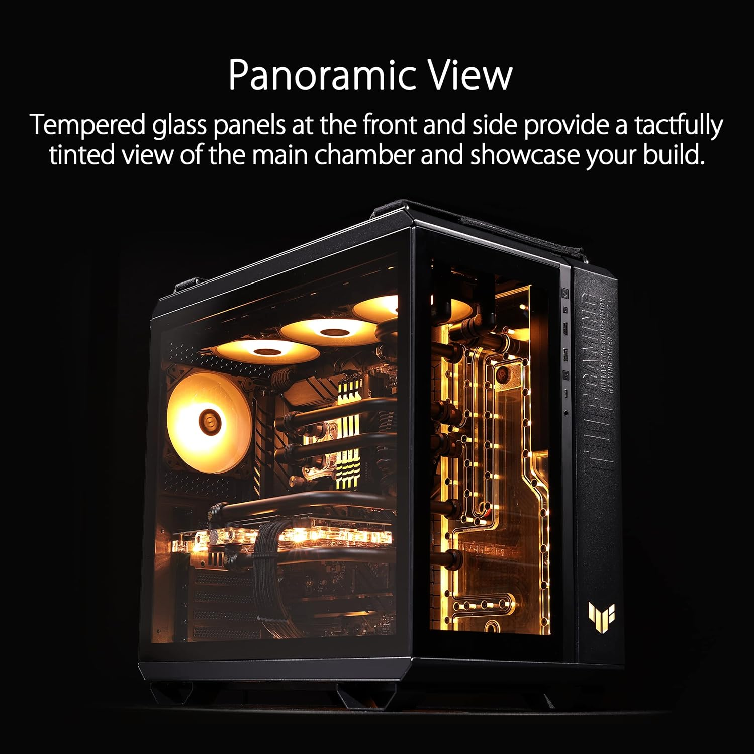 ASUS TUF Gaming GT502 ATX Mid Tower Gaming Case (Dual Chamber Design, Independent Cooling Zones for the CPU and GPU, Tool-Free Side Panels, USB 3.2 Gen 2 Type-C Front Panel, Four ARGB Case Fans) image number 3