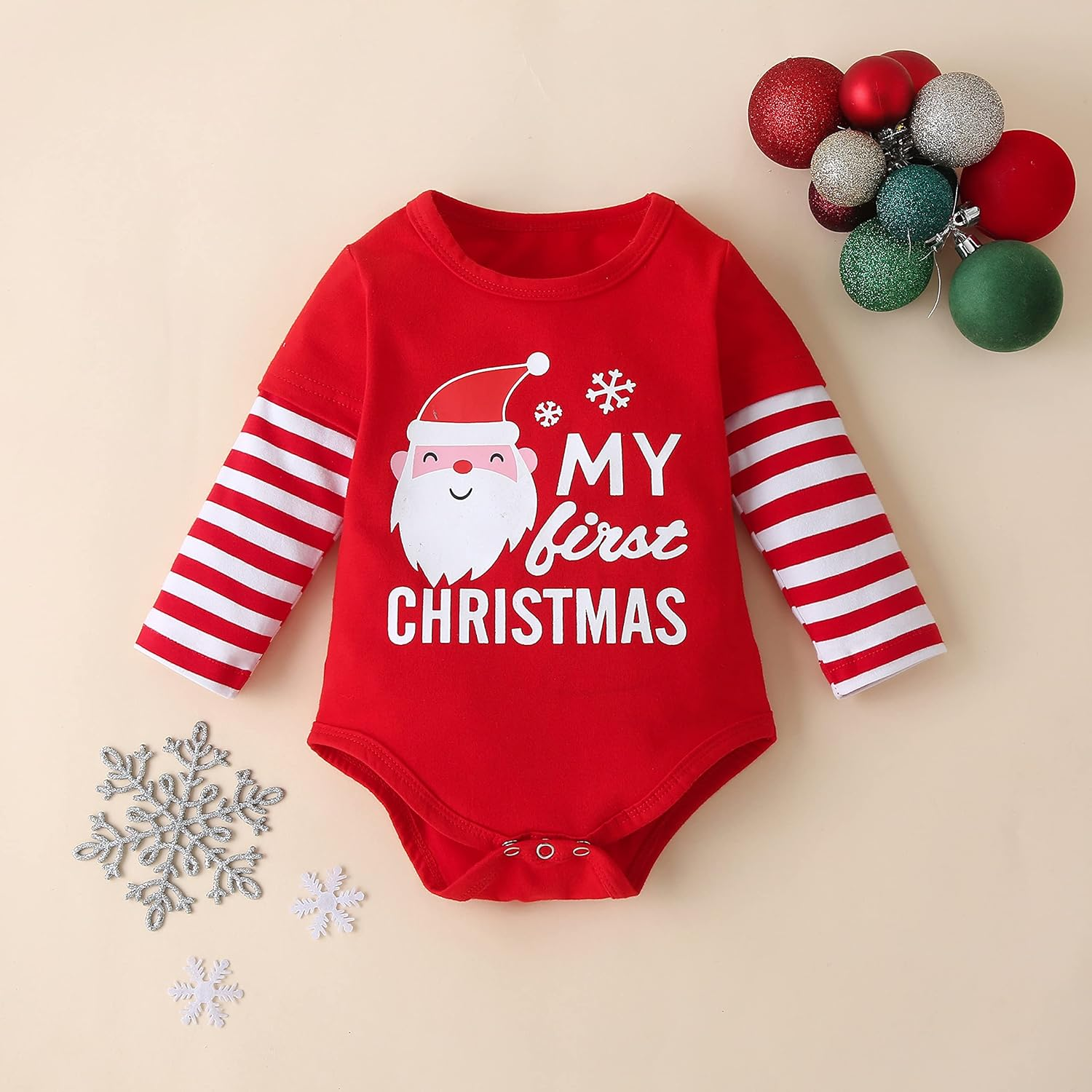 Baby Boy Christmas Clothes My First Christmas Outfits Sets Long Sleeve Romper New Years 3Pc Pants Sets Infant Clothes Sets image number 5