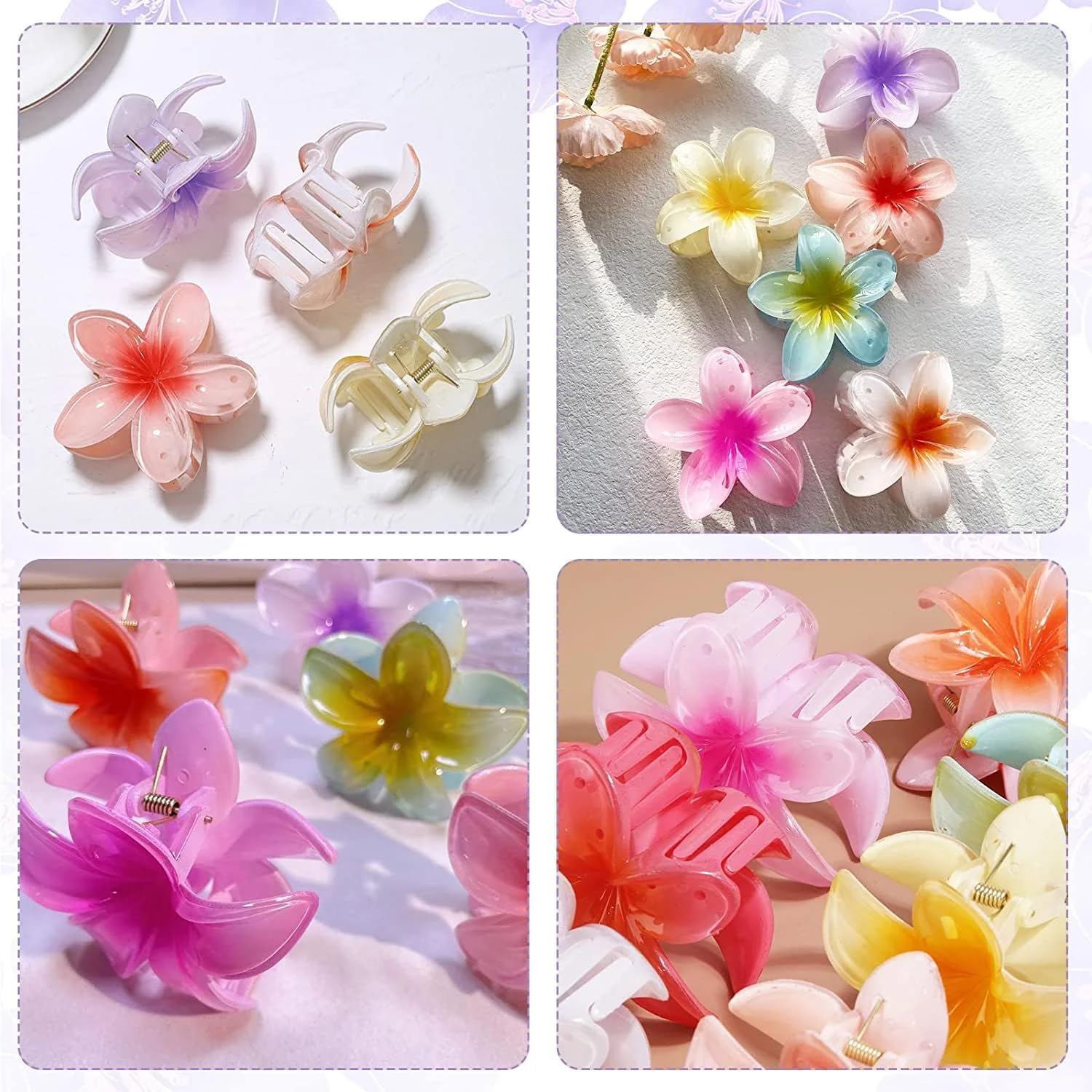 HONGECB Large Hair Clip, Plastic Claw Clips Women, Non-Slip Large Hair Clips, Hair Accessories for Women Girls for Different Hair Types, Multiple Colours (Flowers - 5 Pieces) image number 2