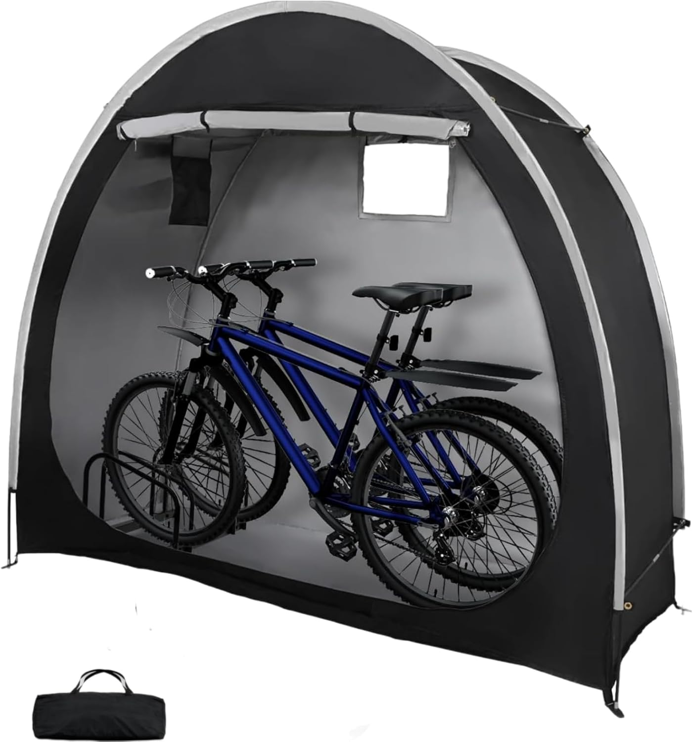 Bike Storage Tent Shed, Upgraded Portable Bicycle Storage Sheds with 210D Oxford Fabric PU5000 Waterproof, outside Bicycle Covers Shelter, for Home Garden, Bikes Motorcycle, Garden Tools (Black)
