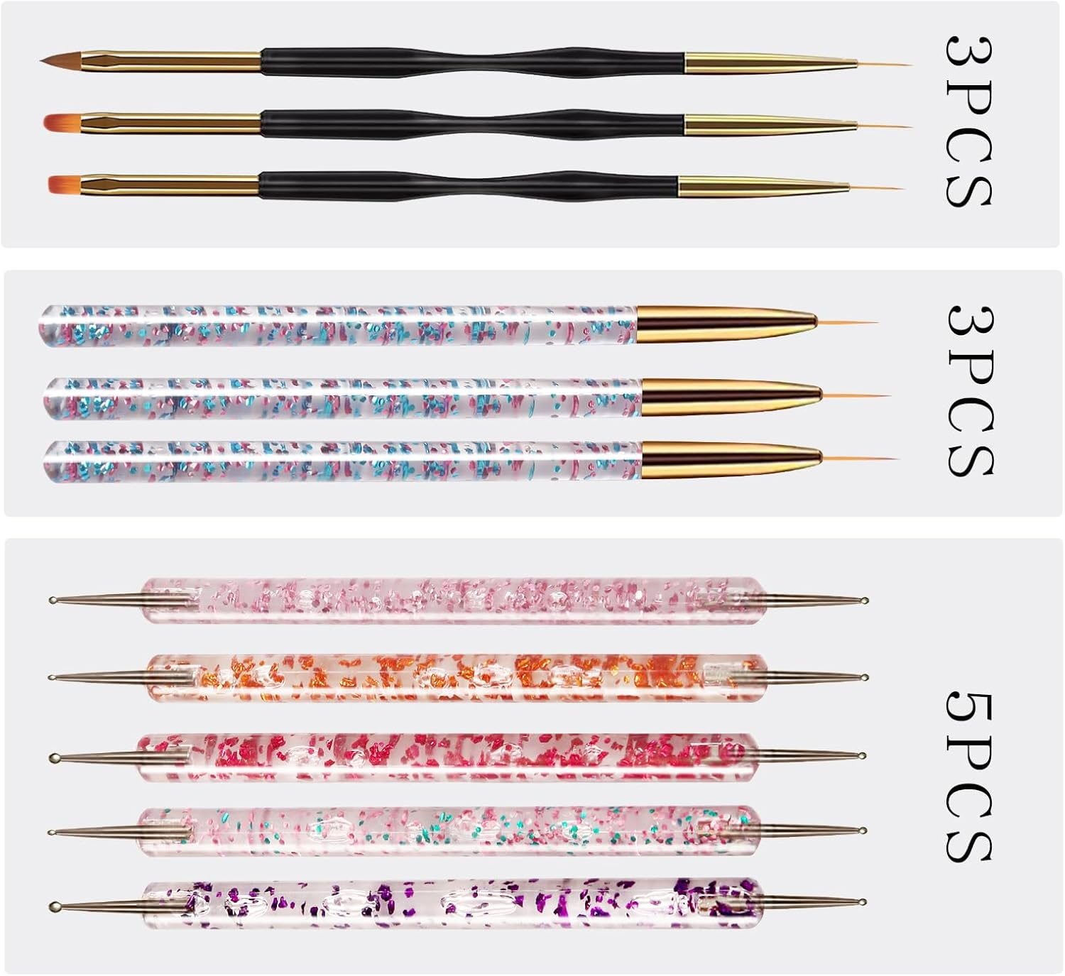 Professional Nail Art Brush Dotting Tools Kit (31Pcs Pink) - N31 Black image number 6