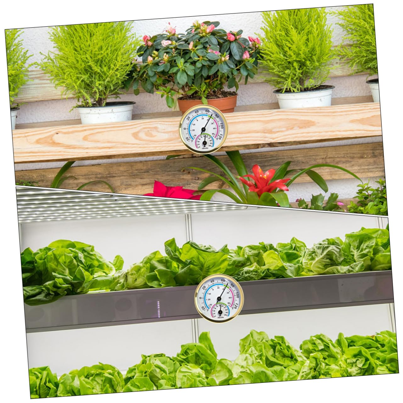 Ifundom 2Pcs Mini Indoor Thermometer Hygrometer Gold Decorative Humidity Gauge for Wine Cabinets Rooms Office Wall Mount Moisture Sensor image number 2