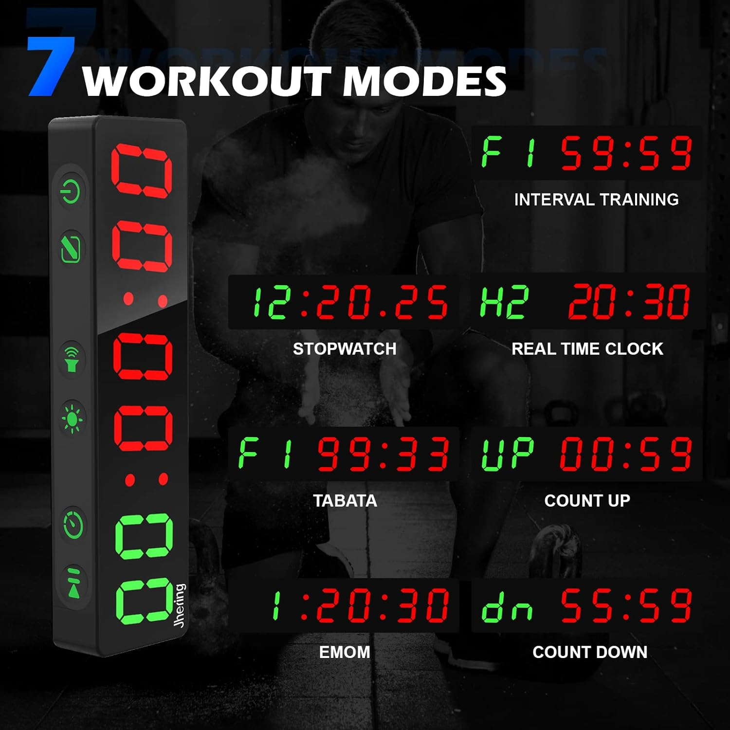 Gym Timer, Portable, Interval Timer with Rechargeable Battery and Built-In Magnet, LED Digital anti Vertigo Display, Upgraded Workout Clock for Home Gym Garage Fitness(1" Black 2) image number 1
