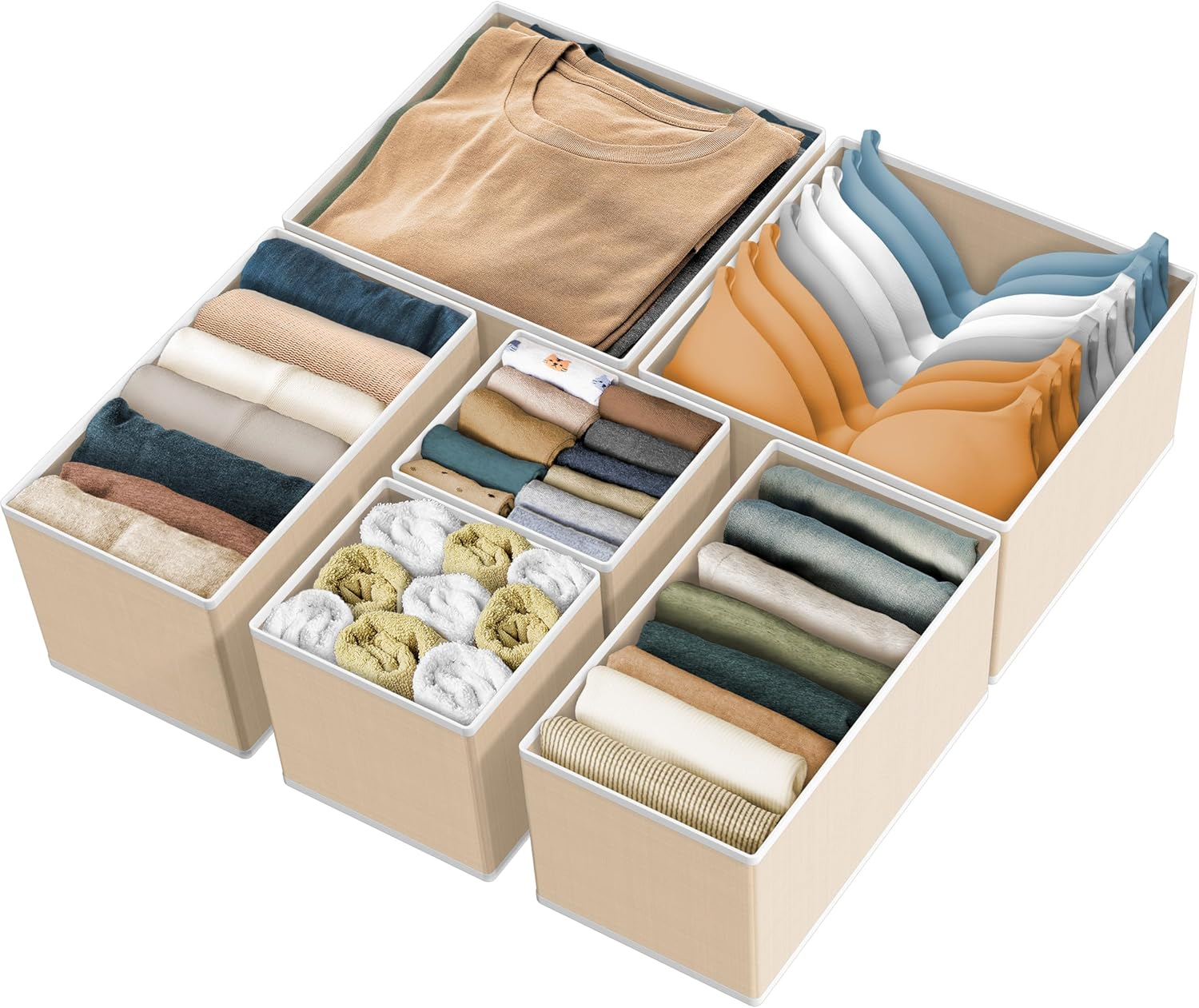 Simple Houseware Clothes Drawer Organiser, 12 Pack, Beige