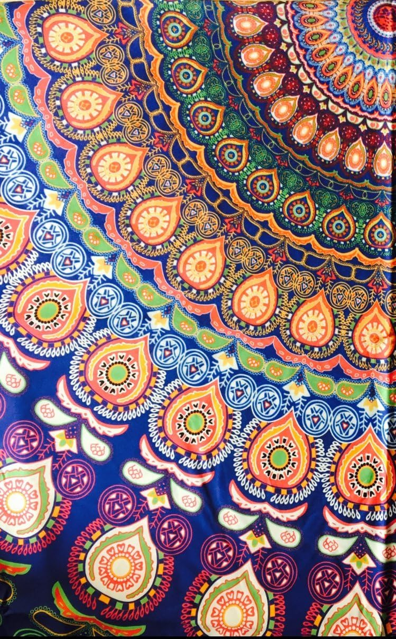 (150Cm, Dark Blue) - Resulzon Bohemian Style Tassels Hawaii Sunproof round Beach Throw Tapestry Hippy Boho Gypsy Tablecloth Beach Shawl (150Cm, Dark Blue) image number 2