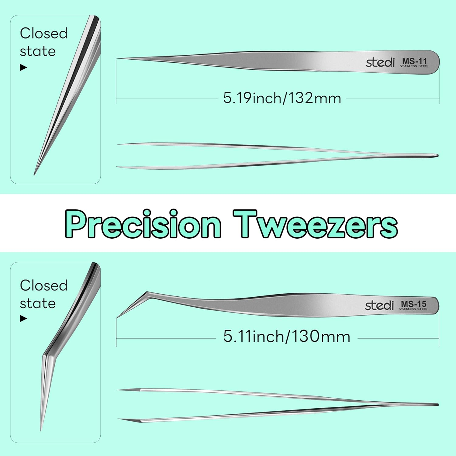 Precision Tweezers Set, Upgraded Anti-Static Stainless Steel of Tweezers image number 3