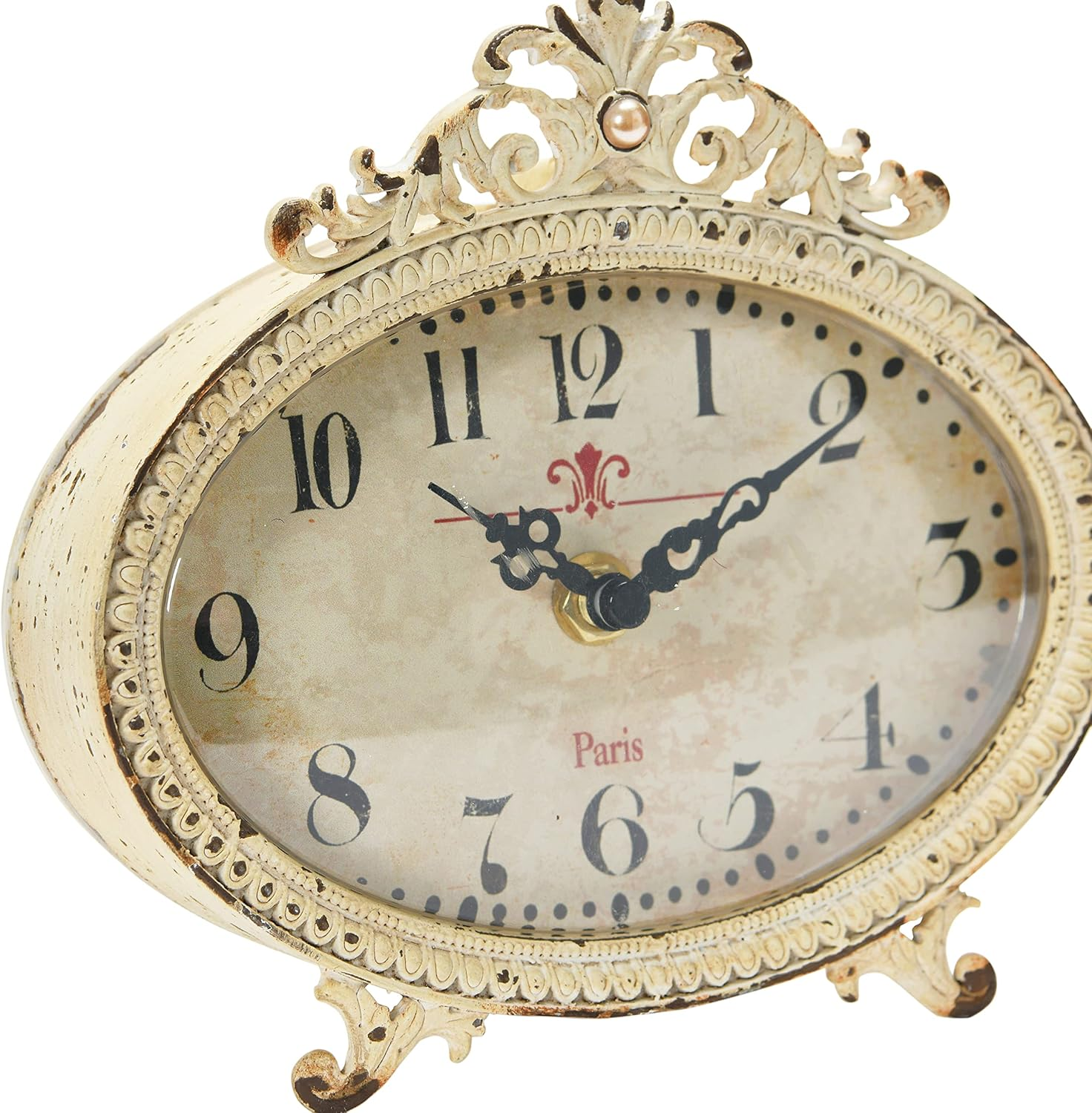 Creative Co-Op Distressed Pewter, Cream Mantel Clock image number 3
