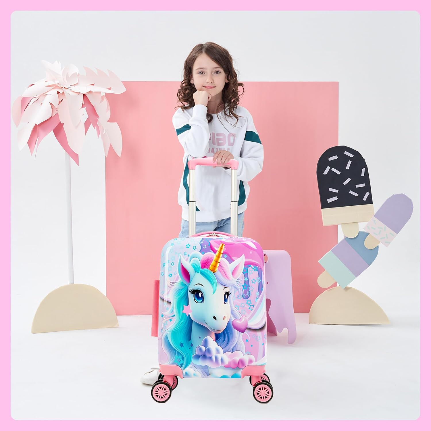 Homskiii Kid'S Luggage Set 2 Piece Suitcase Set 16" Hardside Luggage with Spinner Wheels Girls Boys Carry on Luggage Airline Approved, 4008, 16Inch - 1005 image number 4