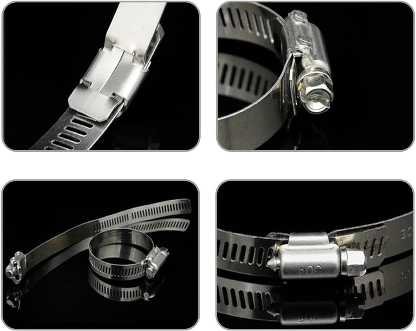 60 Piece All-Inclusive Hose Clamp Combo Kit,1/4 Inch - 1 Inch 304 Stainless Steel Hose Clamps Assortment,(8-38Mm) for Secure Pipe and Hose Connections PEX Clamp Rings image number 5