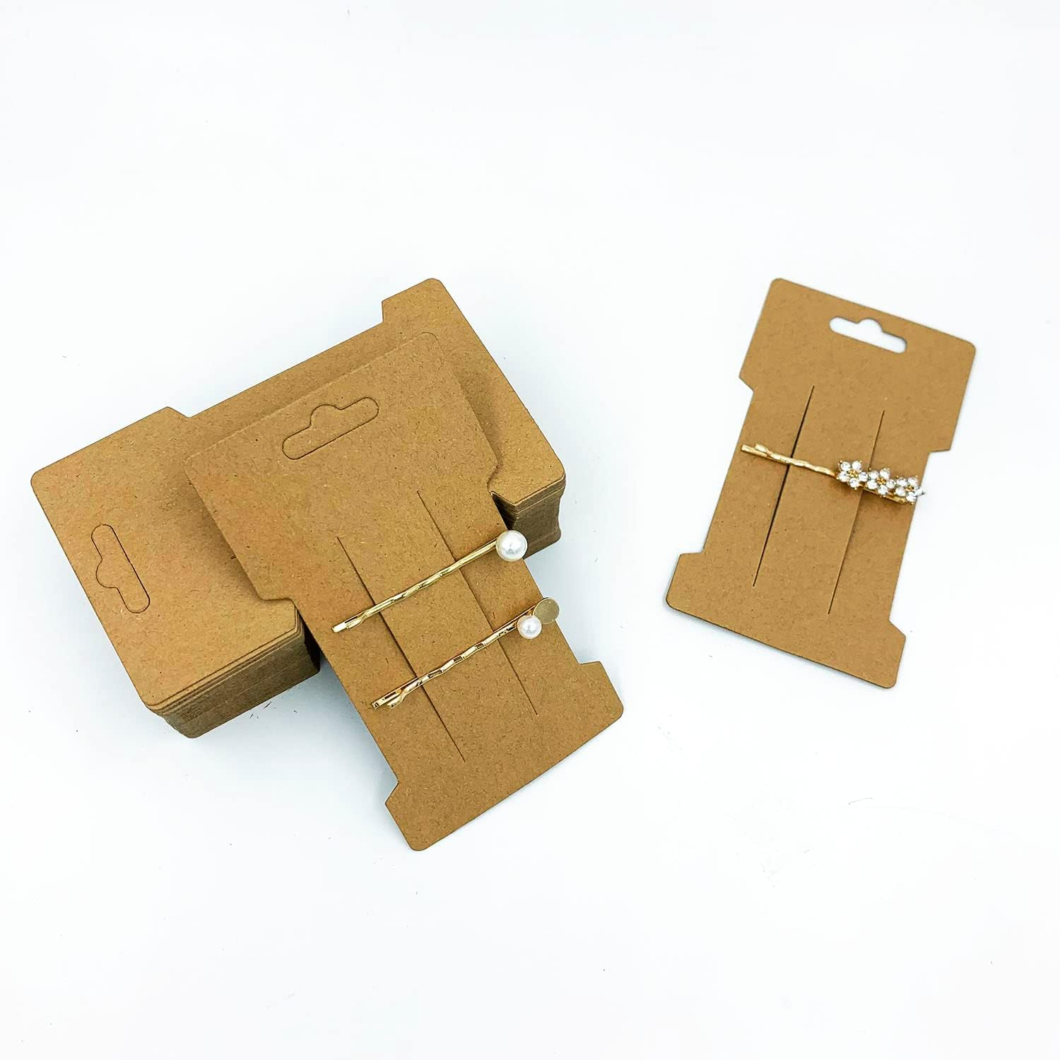 Doromy Hair Clip Display Cards, 100 Packs Rectangular Hair Barrettes Jewelry Display Holder Brown Kraft Paper Cards for Hair Accessories Displaying Organizing Packaging, 6.6X11.5Cm image number 2
