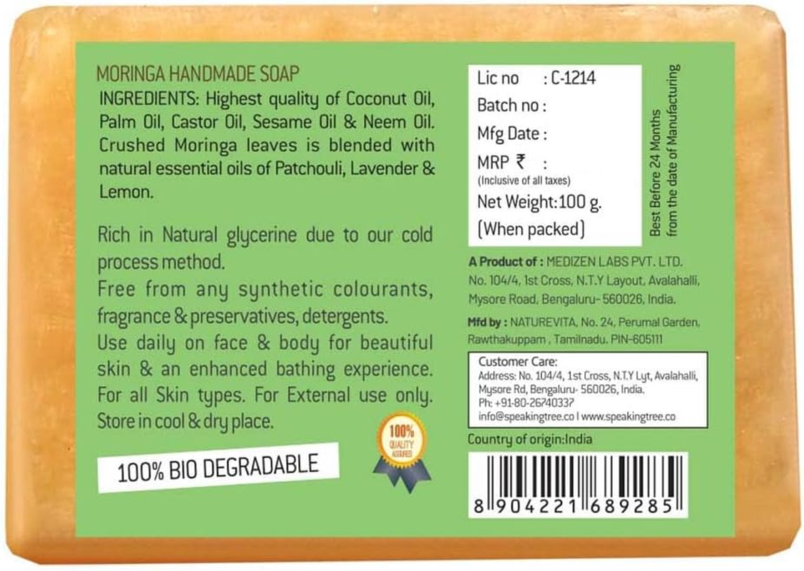 Speaking Tree Detoxifying Moringa Handmade Soap (Pack of 3)