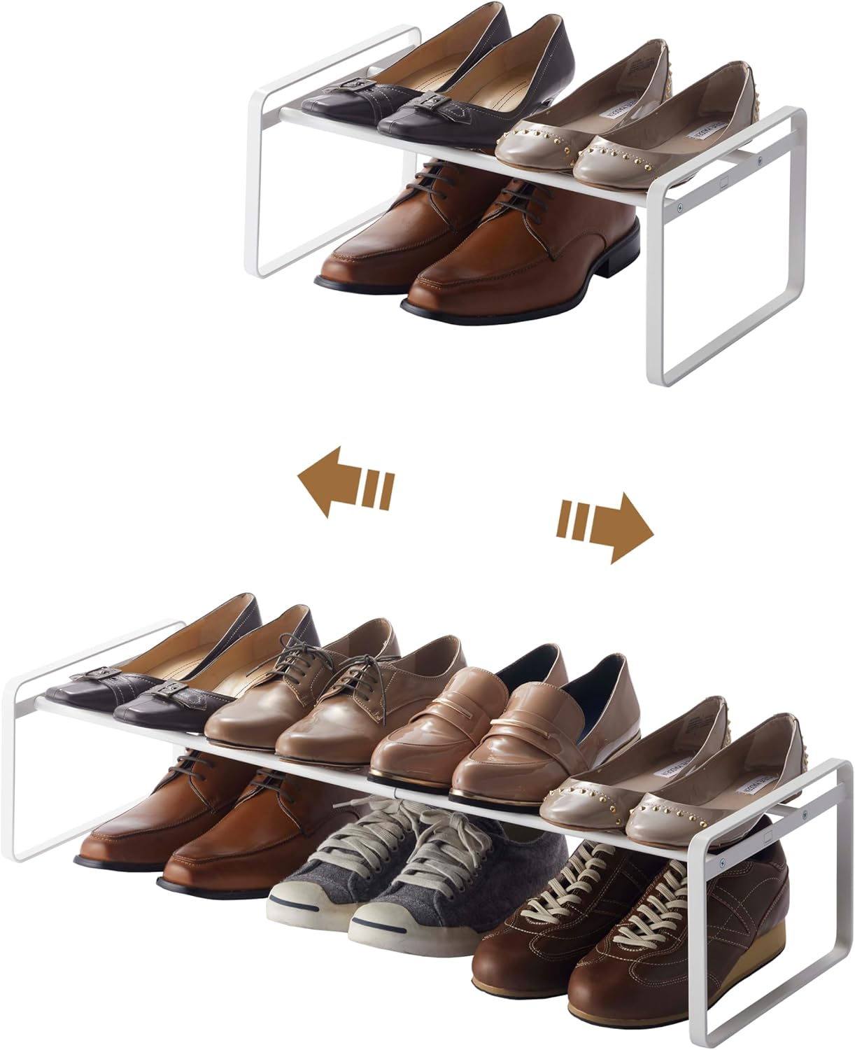 Yamazaki Home Adjustable Shoe Rack-Spacesaving Storage Solution, One Size, White