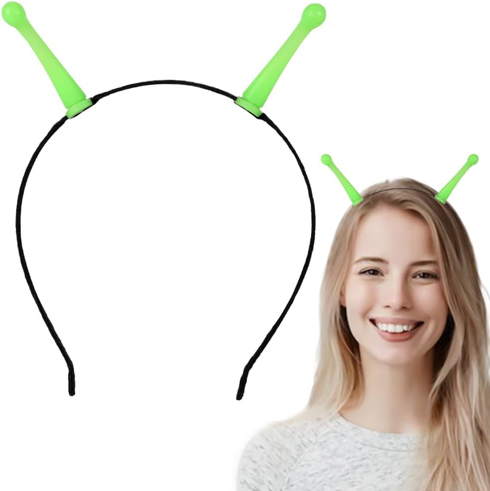 NGUP Alien Costume Accessories Green Glow in Dark Alien Antenna Costume for Adult Kids Cosplay Women Halloween Face Luminous Cute Headband for Makeup Space Themed Party Favors