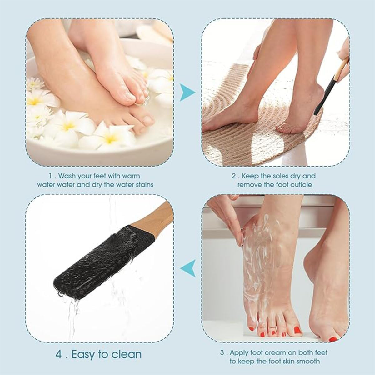 Wooden Foot Files, 2 Double-Sided Wooden Natural Foot Files, for Removing Hard Skin on the Feet, for Removing Skin Keratin and Stratum Corneum, Female and Male Foot Care Tools (Black) (2 Pieces) image number 4