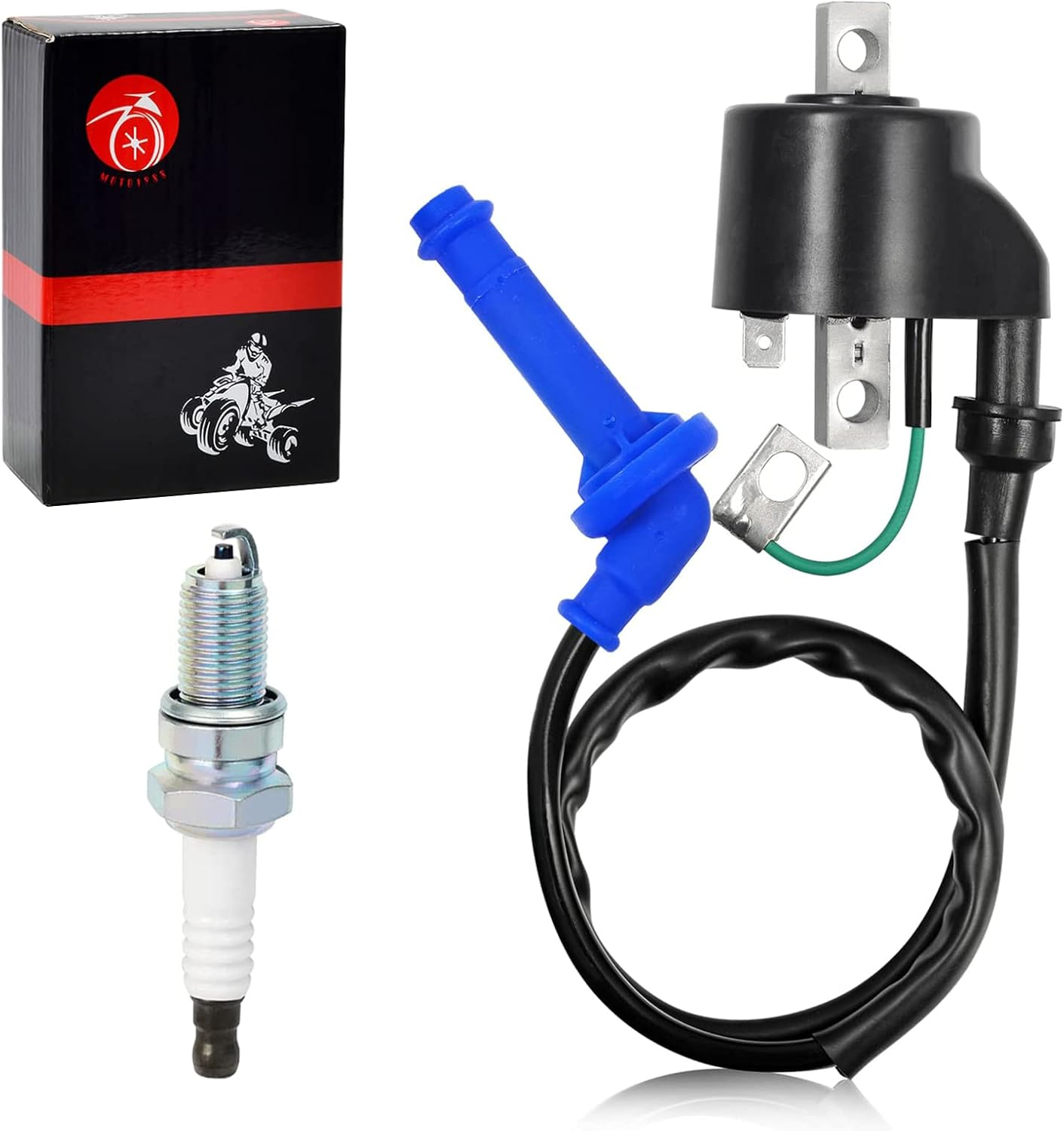 Ignition Coil and Spark Plug Wire Cap & Spark Plug for HONDA CRF 450 CRF 450R CRF 450X TRX 450 TRX 450R TRX 450ER 2002-2015 30500-HP1-003 30700-MEB-671 30500-MEB-671 image number 1