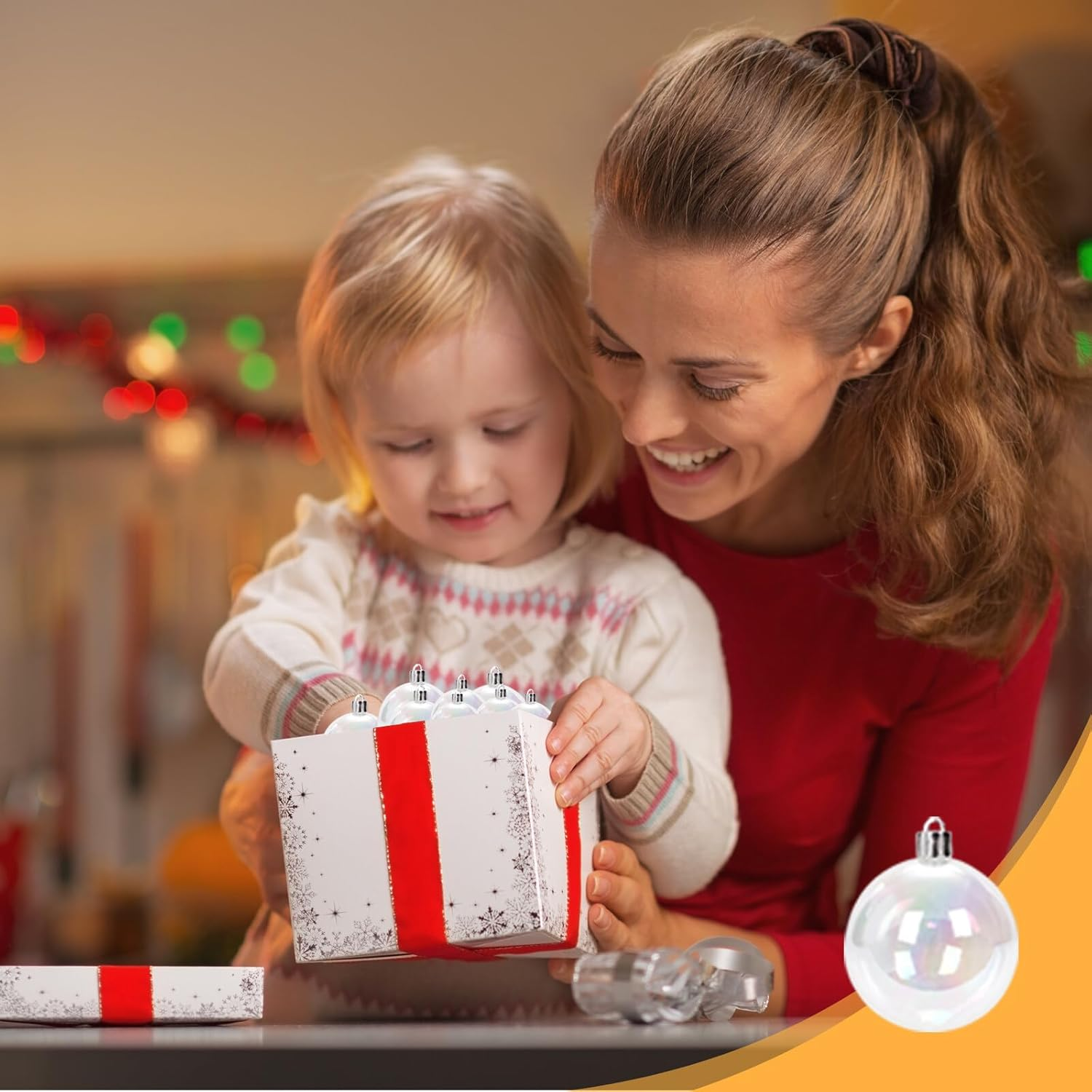 Clear Iridescent Christmas Balls 30PCS 3/4/5/6Cm Shatterproof Plastic Baubles Shiny Hanging Ornaments for Xmas Party Tree Decorations image number 3