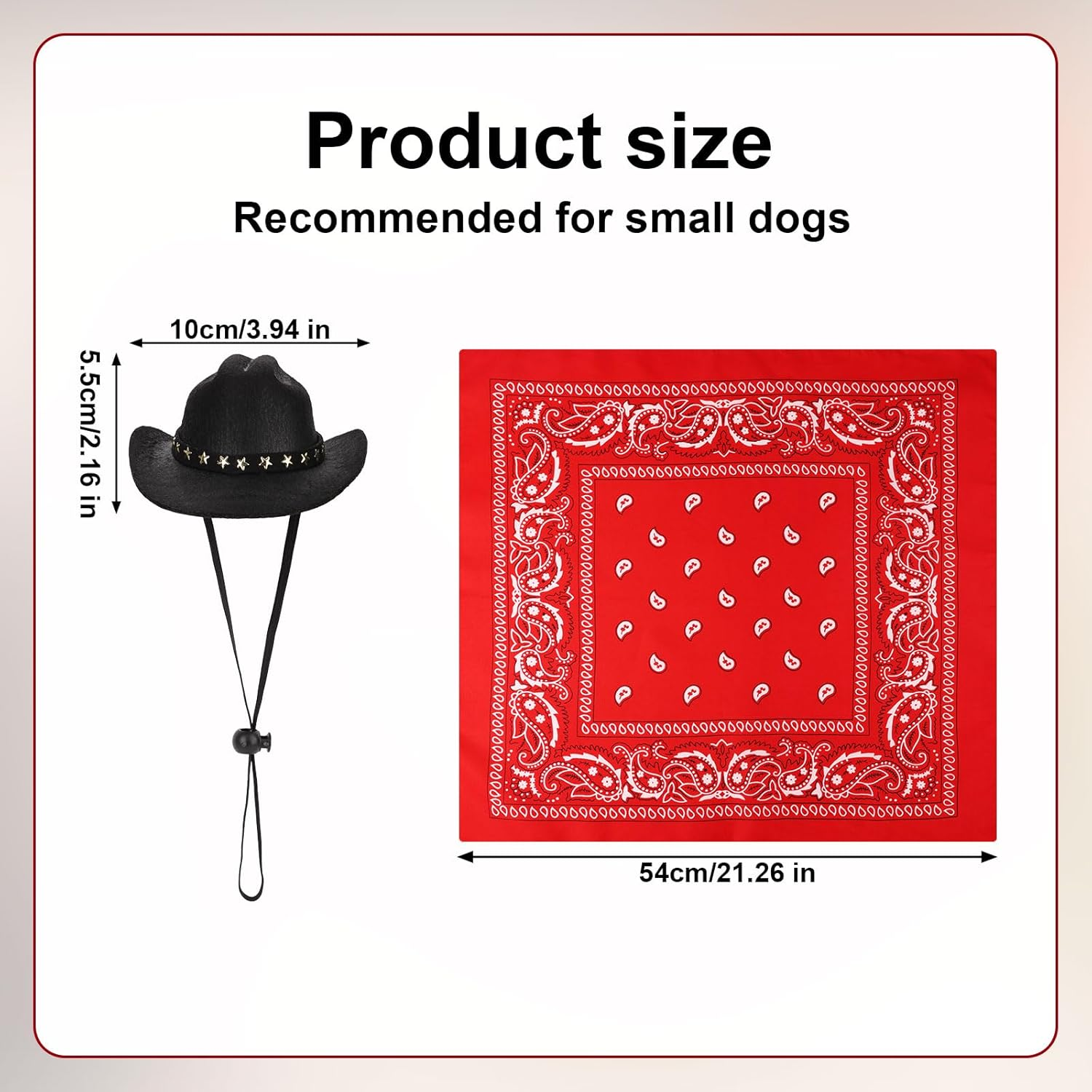PEUTIER Pet Cowboy Costume, Dog Cowboy Hat & Dog Bandana Scarf Dog Halloween Costumes Outfit Accessories for Small Cats Dogs Pets (Black, Red) image number 3