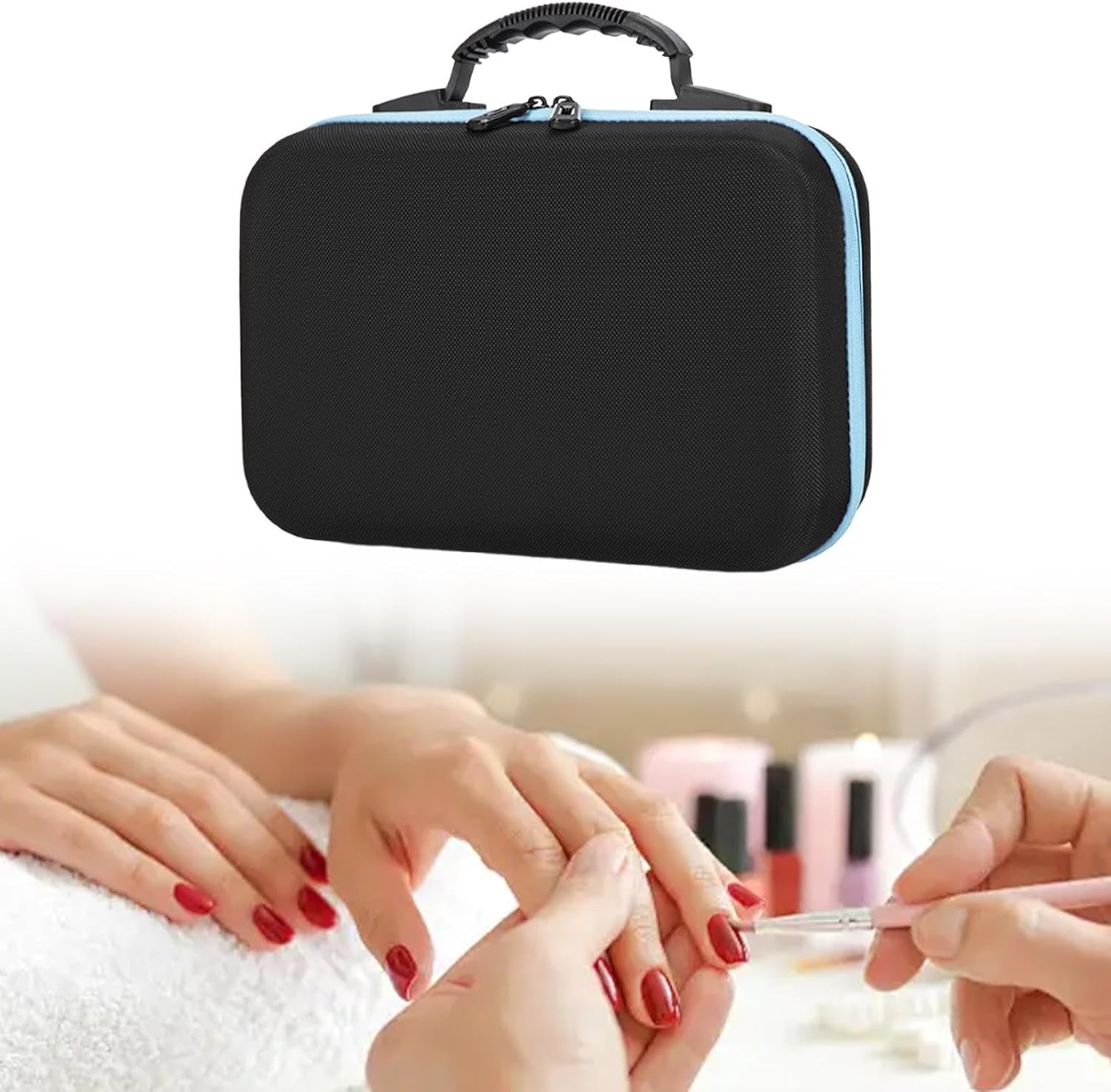 Eigell Nail Polish Organizer,Nail Polish Bag,Hard Shell Essential Oil Carrying Case for Nail Supplies, Blue - Purple image number 7