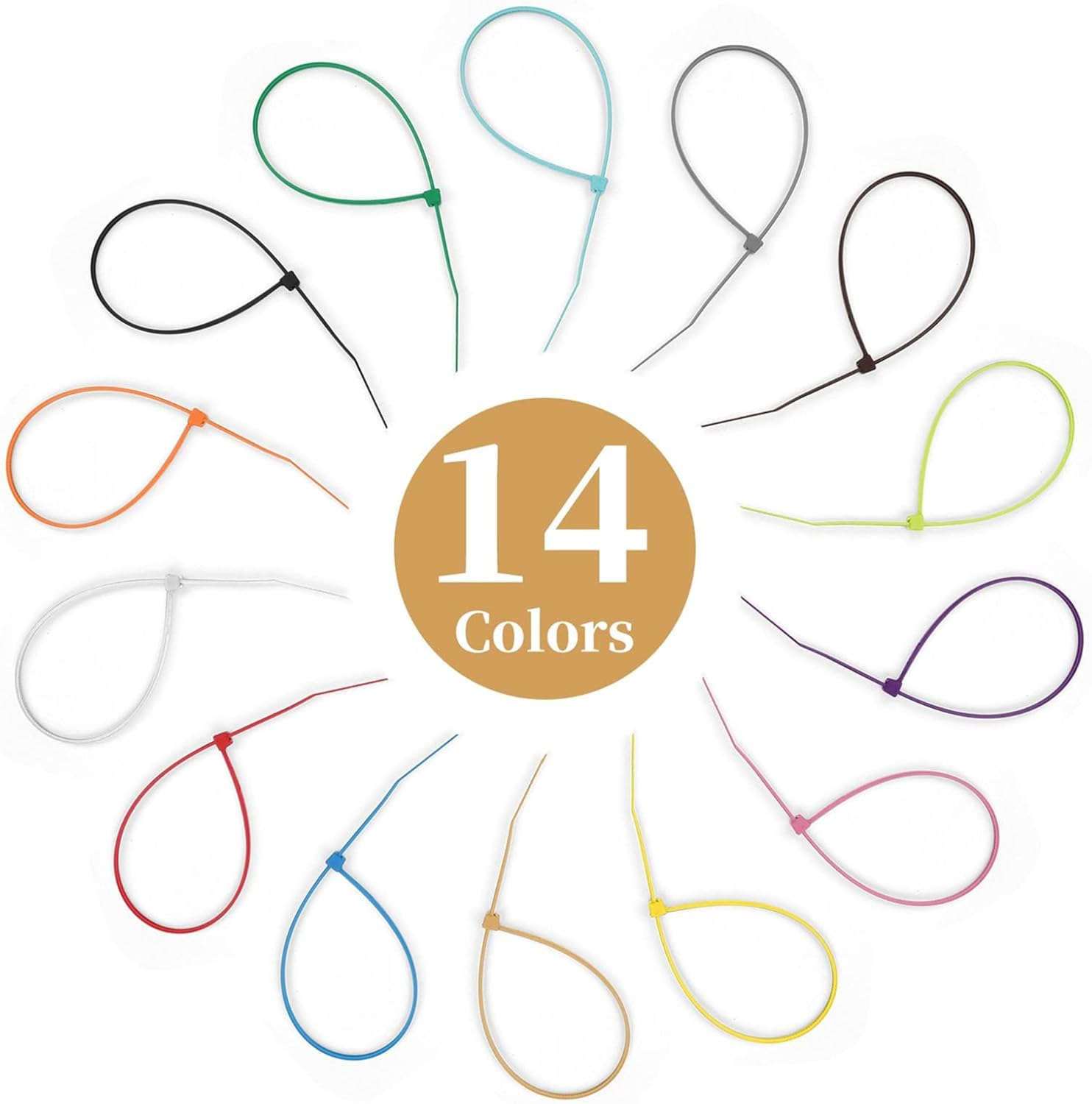 700Pcs Coloured Cable Ties, 2.5Mmx200Mm Zip Ties, 8" Long Nylon Zip Ties, Self-Locking Cable Ties, Heavy Duty Tie Wraps for Home, Office, Garden, Garage, Workshop, 14 Different Colour image number 5