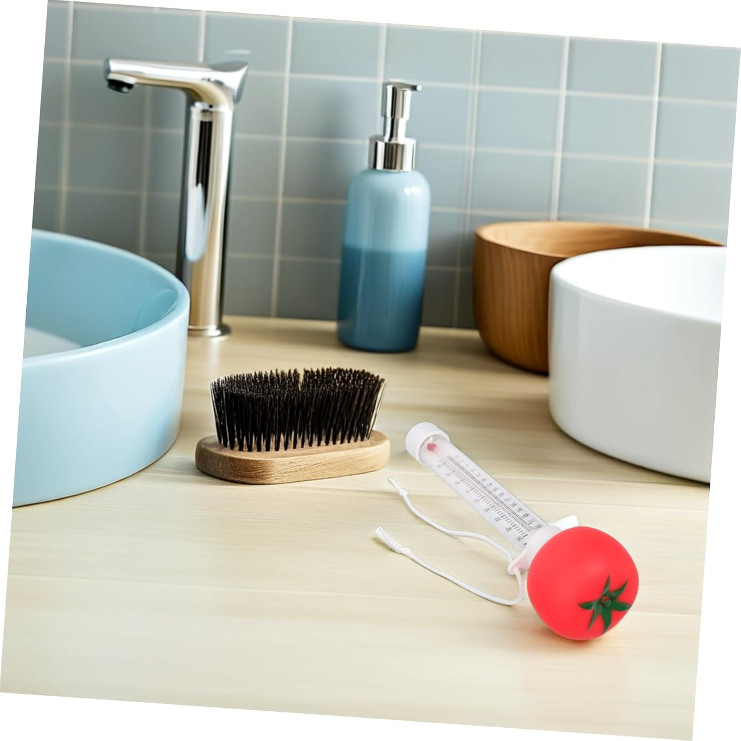 Floating Pool Thermometer with Cartoon Tomato Design and Accurate Temperature Gauge for Baths Spas Hot Tubs Easy-Read Sensor for Pools and Ponds