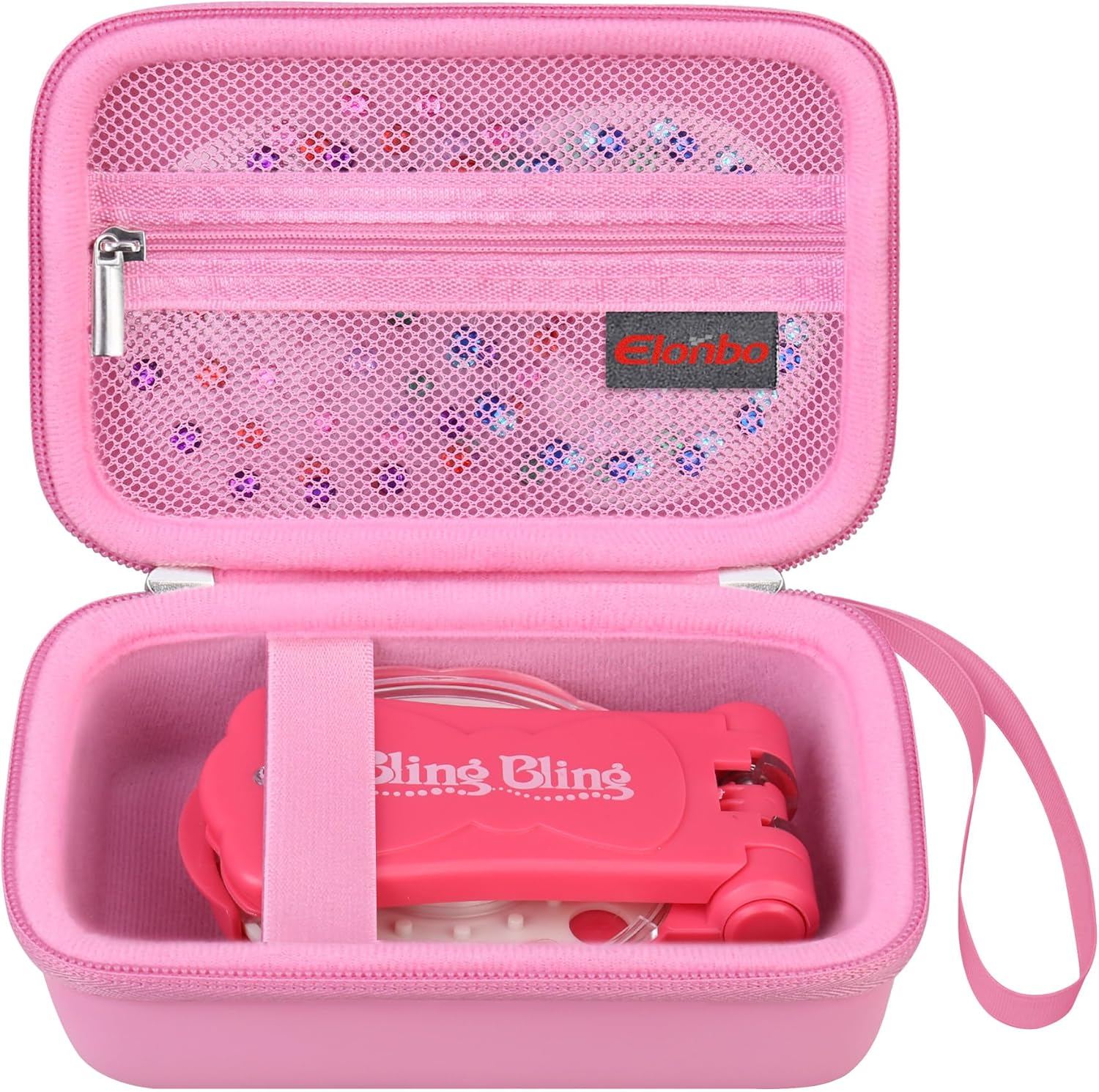 Elonbo Carrying Case for Blinger Dazzling Starter Kit,Blinger Kids Glam Collection Starter Kit Storage Bag,Kids Hair Styling Tool Travel Organizer Holder,Pocket Fits Gems Rhinestones. Blue