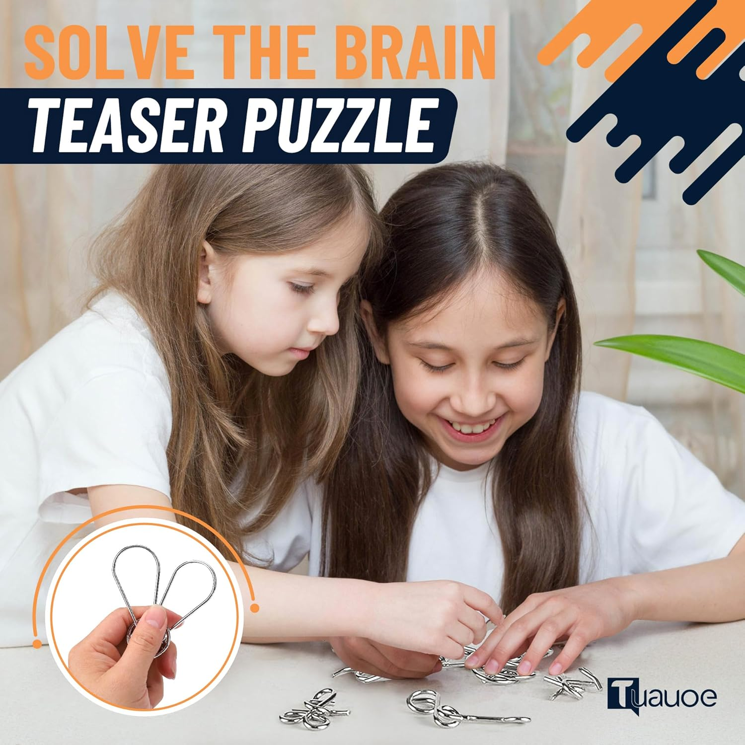 Tuauoe Metal Puzzles Brain Teaser, 24Pcs Metal Wire Puzzles for Adults Kids Teenagers, Classical Mini Mind Ring Puzzle Set, Educational IQ Unlock Interlocking Toy Lock Puzzle Gift Set image number 3