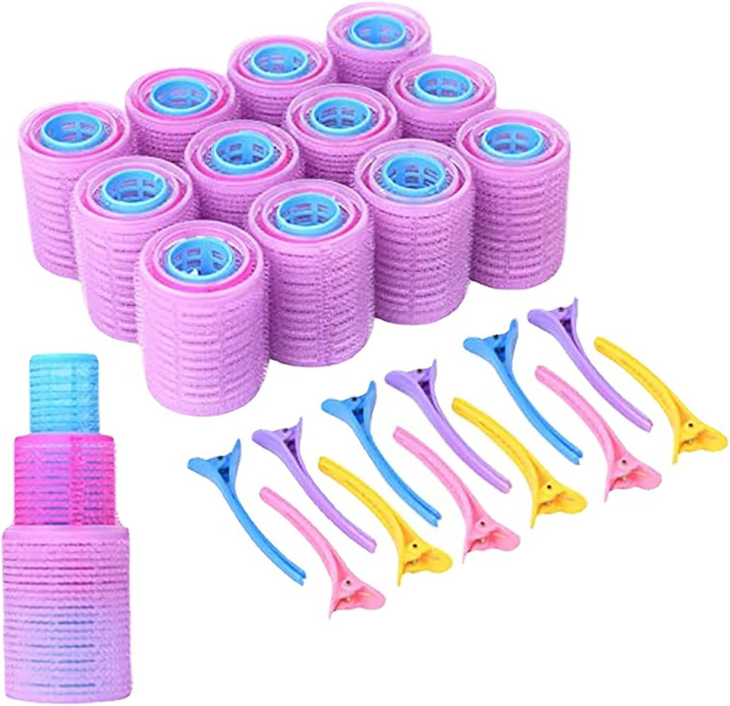 36 Piece Hair Rollers Set with Self-Grip, Sleeping Curlers, Portable Soft Curler Styling Tool, Large, Medium and Small Hair Rollers with 12 Plastic Clips image number 5