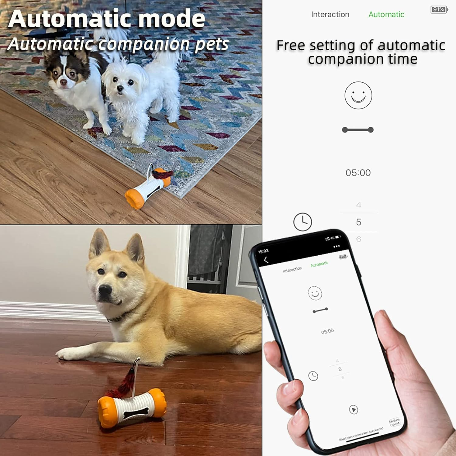 Fury Bone Smart Interactive Pet Toys for Dogs Cats Indoor Outdoor Easy Manual & Auto Control via App(Stainless Steel Tire) image number 4