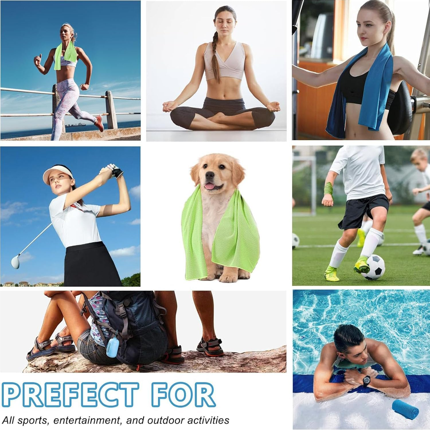 3 Pack Cooling Towels (30&times;80Cm), Microfiber Chilly Towels with Silicone Storage Bag, Soft Breathable Gym Ice Towel for Yoga, Sport, Travel Sweat Towels Fast Drying Lightweight Cooling Neck Wraps image number 1