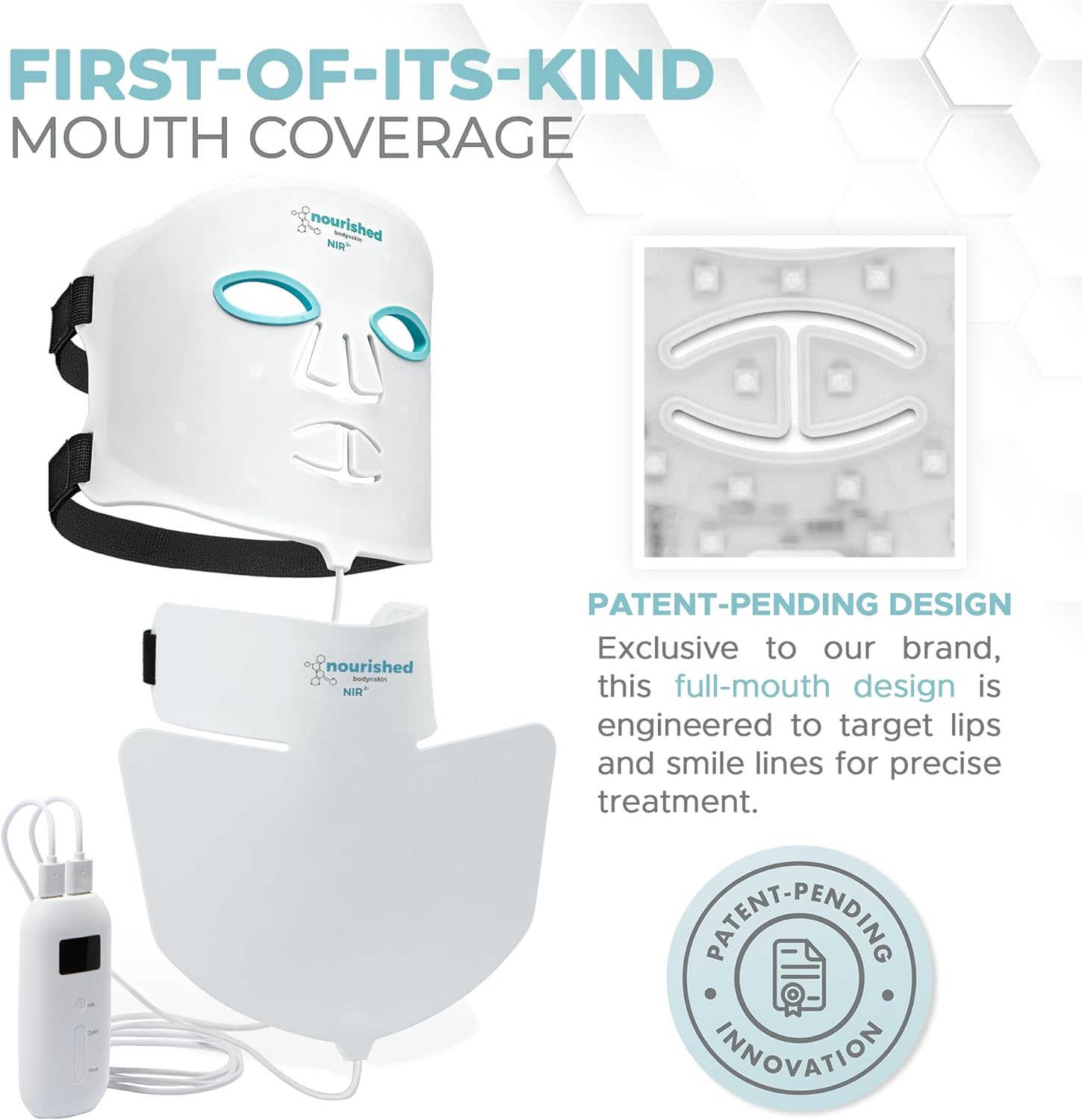 LED Face and Neck Mask with Near-Infrared - Blue, Red Light Therapy for Face - 228 Leds - Skincare Tool for Wrinkles, Anti-Aging image number 3