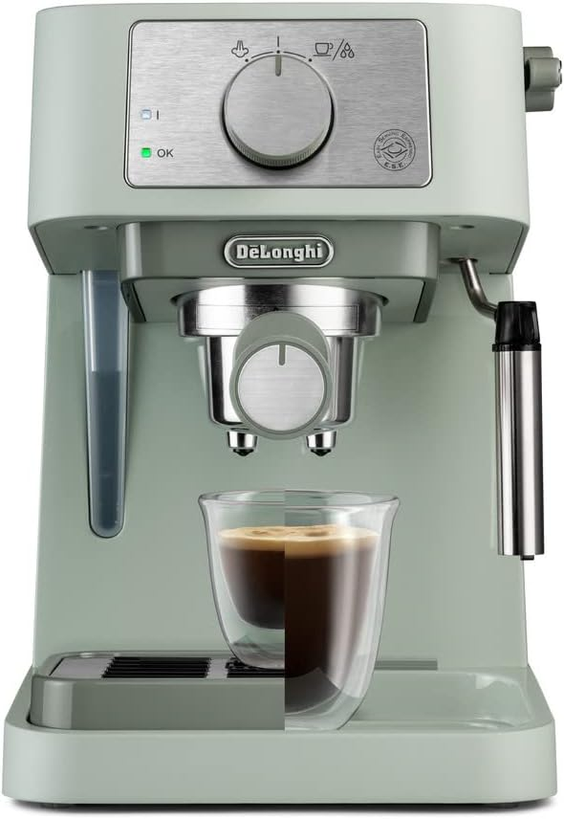 De'Longhi Manual Coffee Machine Stilosa EC260.GR, 15 Bar Pressure, Cappuccino System, Automatic Switch-Off, Compatible with ESE Pods, 2 Level Tray, Capacity 1L, Green image number 1