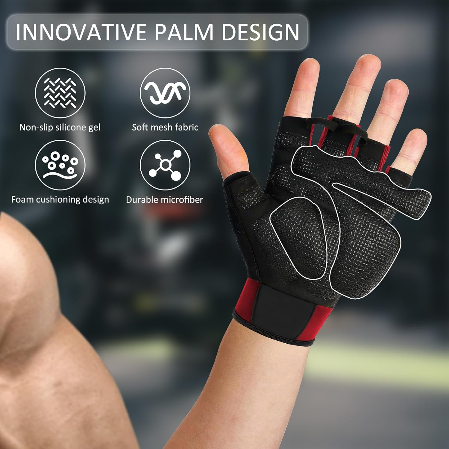 LEFAFA Workout Gloves for Men and Women, Weight Lifting Gloves with Excellent Grip, Lightweight Gym Gloves for Weightlifting, Cycling, Exercise, Training, Pull Ups, Fitness, Climbing image number 4