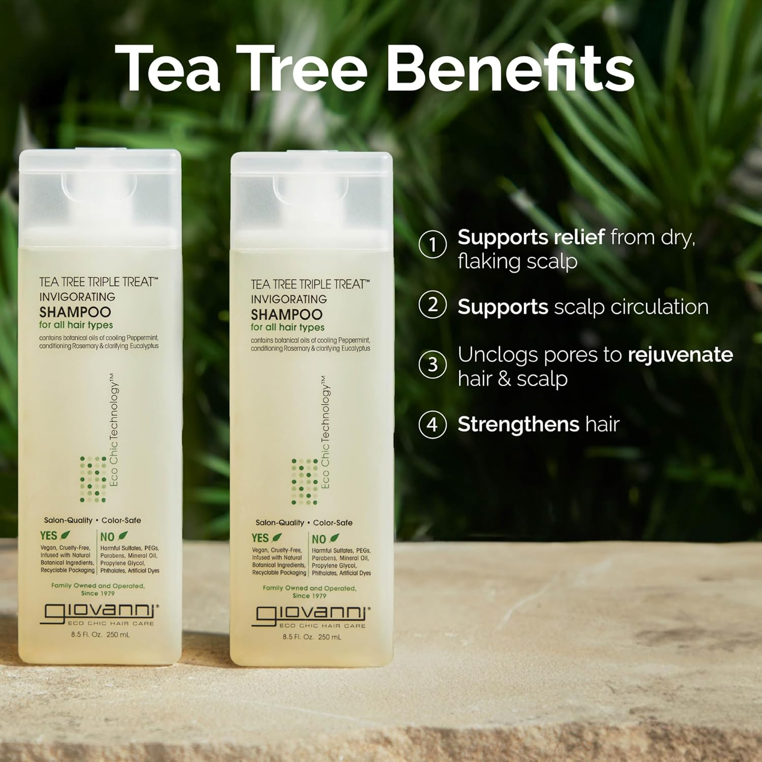 GIOVANNI Tea Tree Triple Treat Invigorating Shampoo for All Hair Types, 60 Milliliter image number 2