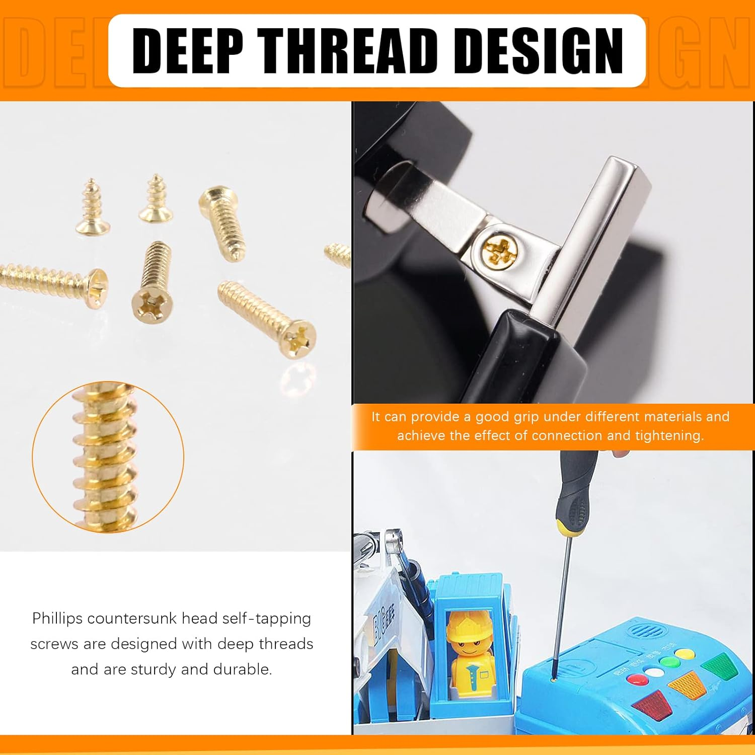 Rustark 1300Pcs M2 M2.6 Gold Flat Head Phillips Cross Small Wood Screws Tapping Screws Electronic Screws Assortment Kit 5Mm 6Mm 8Mm 10Mm 12Mm 16Mm Tapping Screws Small Metric Micro Screw Set - Black image number 3