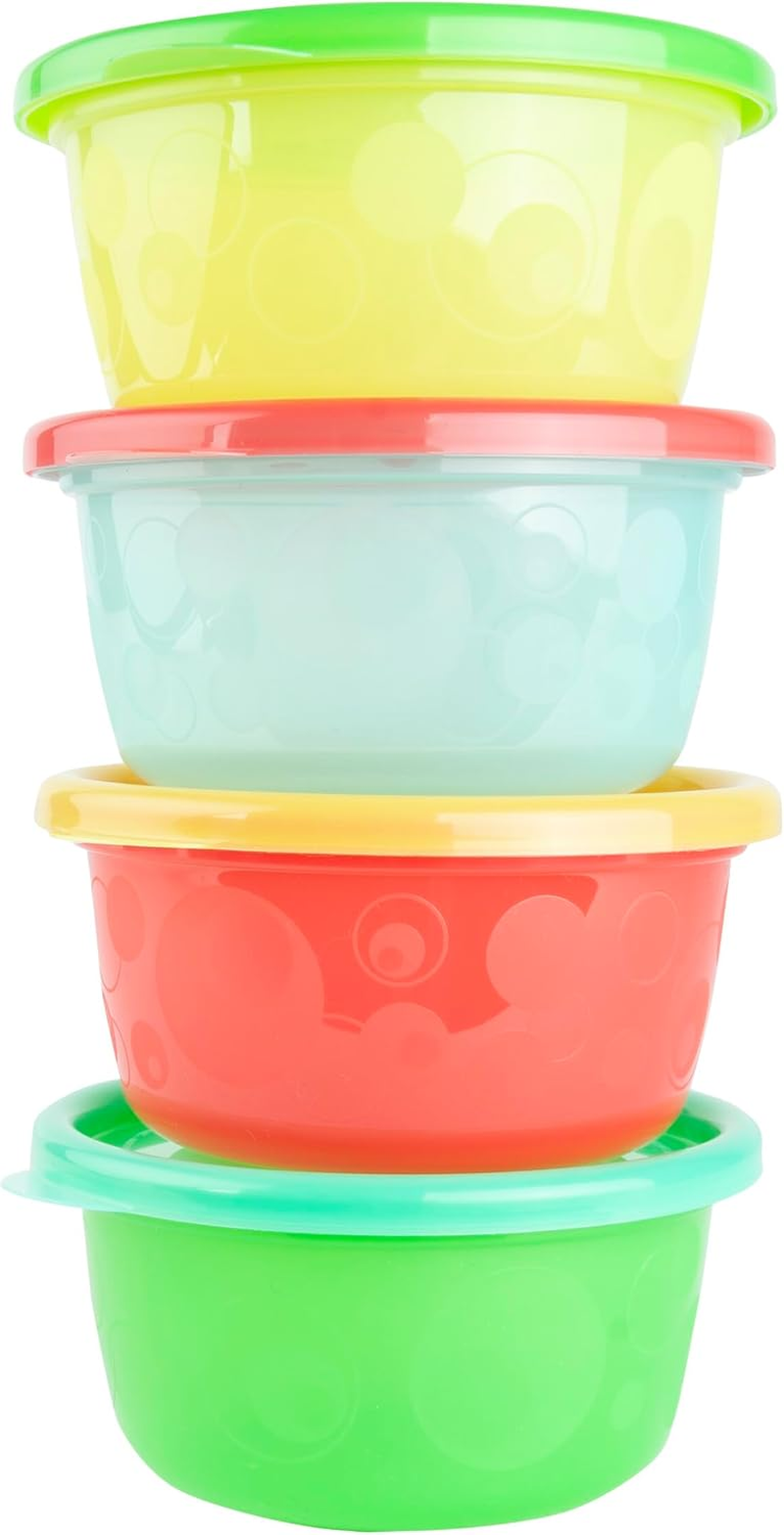 The First Years Take and Toss Toddler Bowls with Lids, 8 Oz Capacity, Neon (Pack of 4) image number 3