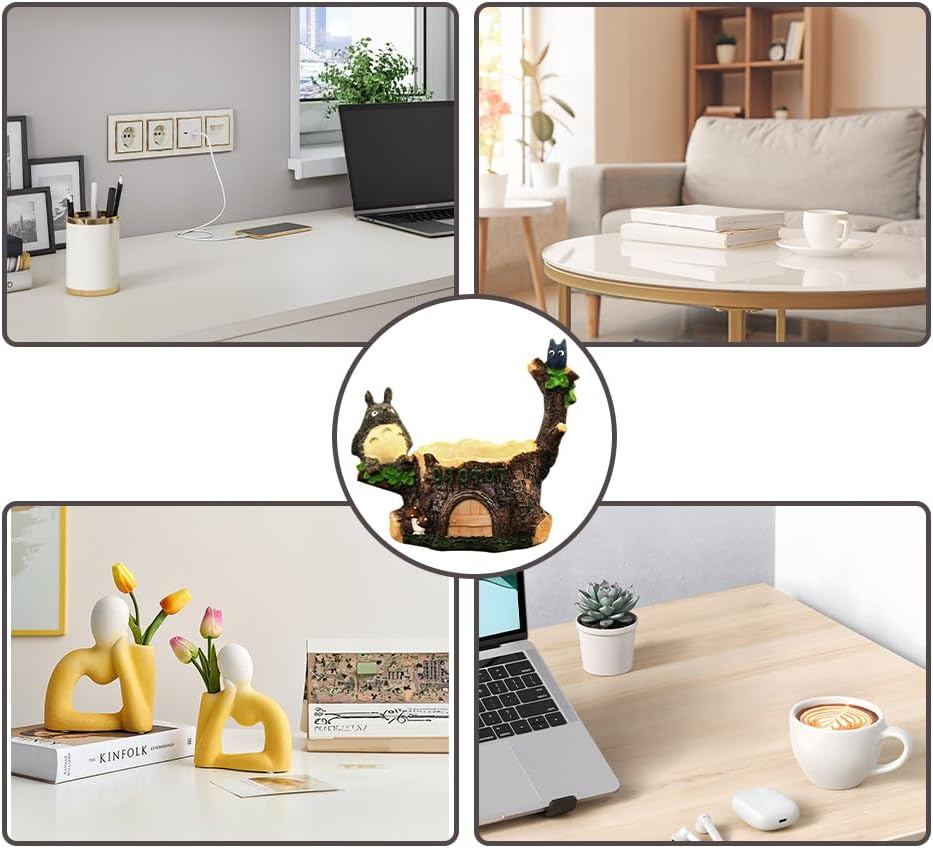 Succulent Pot,Small Garden Pots,Cartoon Flower Planter,Resin Flowerpot, Mini Home Decoration,With Drainage, Cute Resin Totoro Flower Planters Decoration, Handicraft Mini Plant Pots for Small Planter image number 3