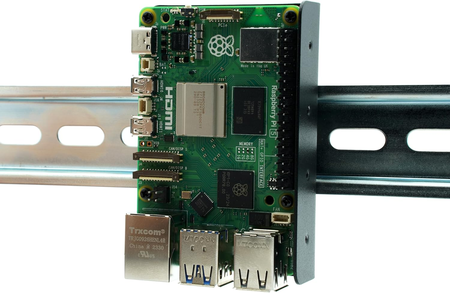 KKSB Raspberry Pi DIN Rail Clip Bracket - Compatible with Raspberry Pi 5, 4B, 3B and Other Sbcs with the Same Screw Hole Pattern - Powder-Coated Steel - 6X Clip-Mounting Positions image number 2