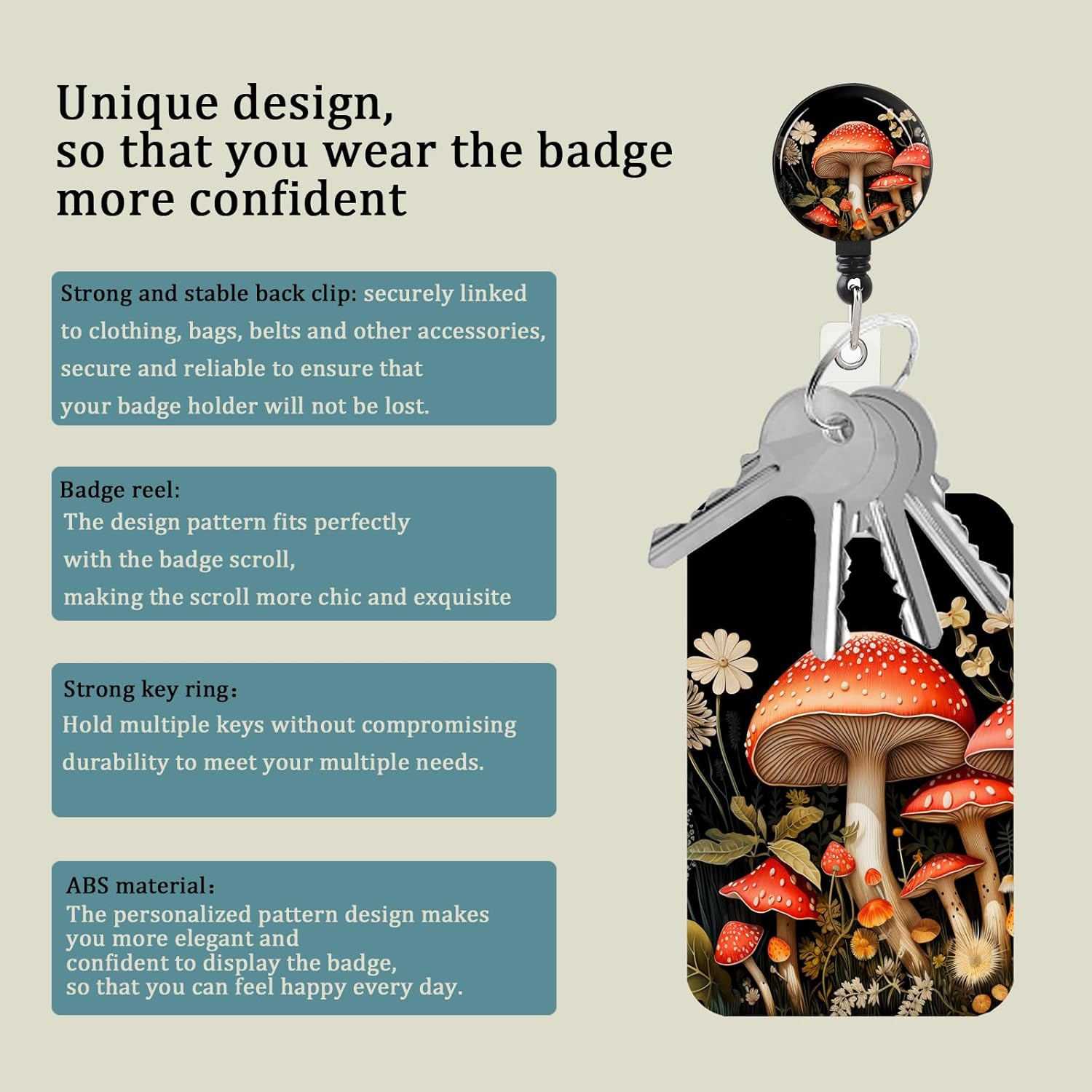 3 Set Heavy Duty Badge Holder with Retractable Reel,Id Badge Holder Key Card Work Badge Clip for Nurse Teacher Student Office Women Men - Butterfly image number 4