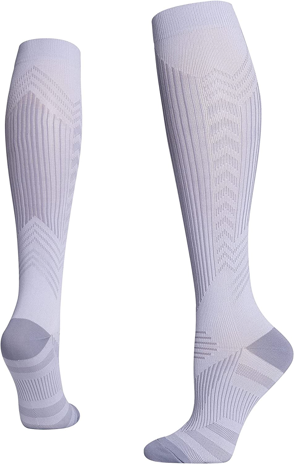 Compression Sports Socks for Men Women 15-20Mmhg Graduated Compression Support Plantar Fasciitis Stockings Reflective Stripe Swellings Knee-High Socks for Running Pain Relief Boosts Circulation