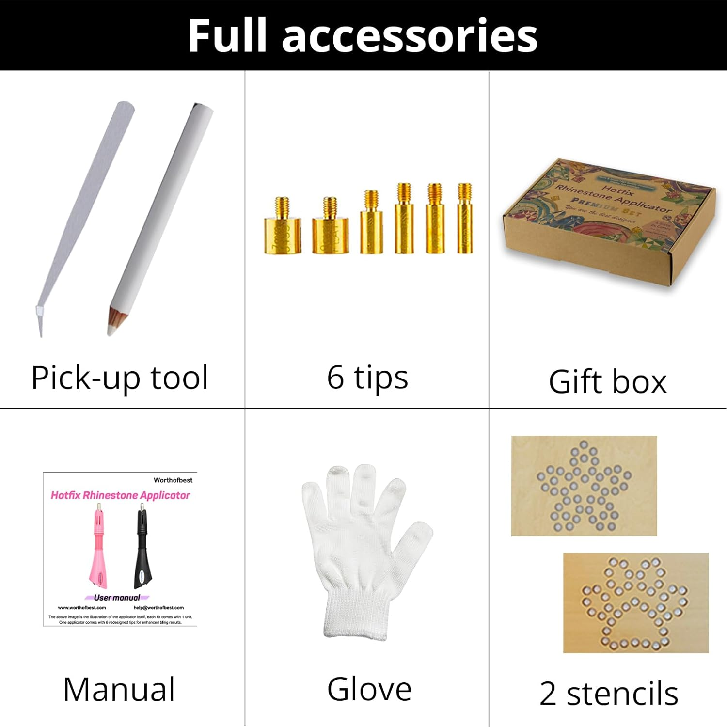 Worthofbest Hotfix Applicator with 10000 Pcs Hot Fix Gems and Pearls, Bedazzler Kit with Rhinestones for Clothing, Fabric, Clothes - Washable | Gift Box